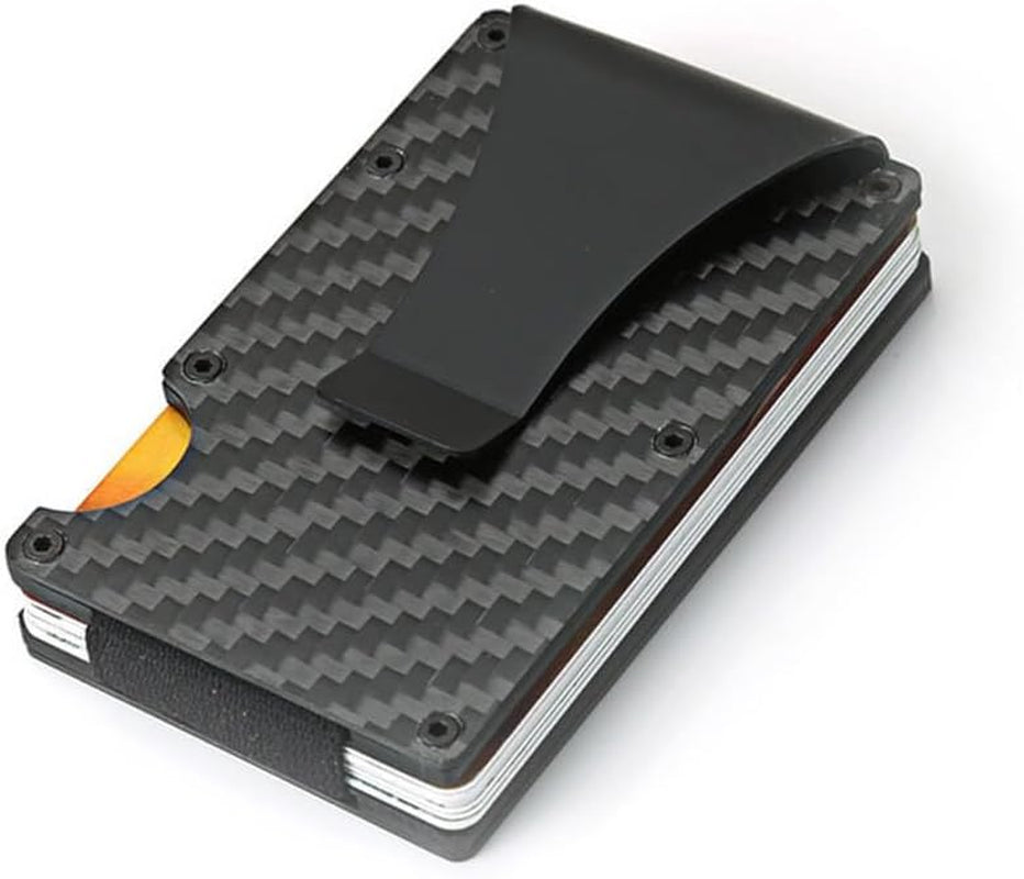 Cartera Metálica RFID Antirrobo - Tarjetero Slim De Fibra De Carbono