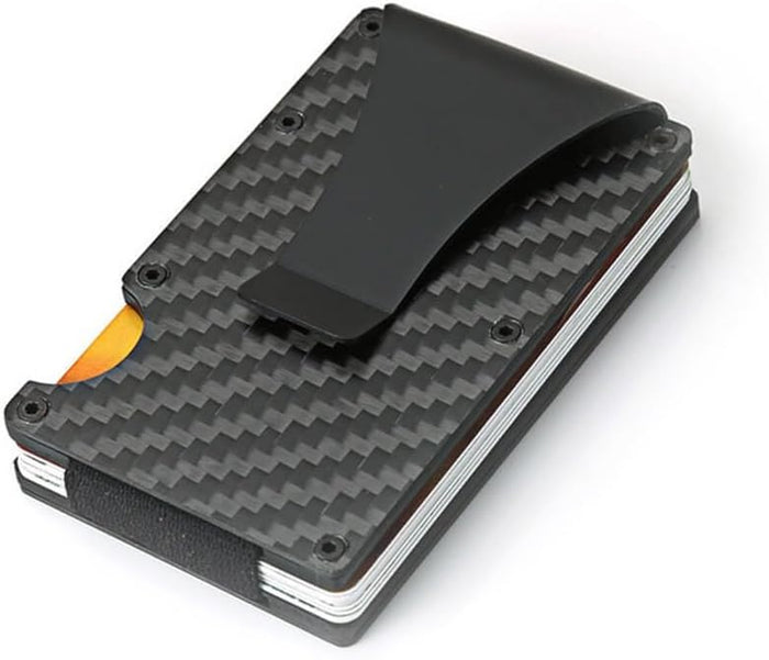 Cartera Metálica RFID Antirrobo - Tarjetero Slim De Fibra De Carbono