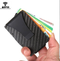 Cartera Metálica RFID Antirrobo - Tarjetero Slim De Fibra De Carbono
