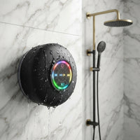 IPX4 Waterproof Bluetooth Speaker with LED Light Show — Mounted in the Shower